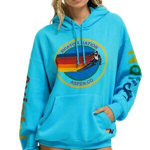 AVIATOR NATION ASPEN RELAXED PULLOVER HOODIE - NEON BLUE